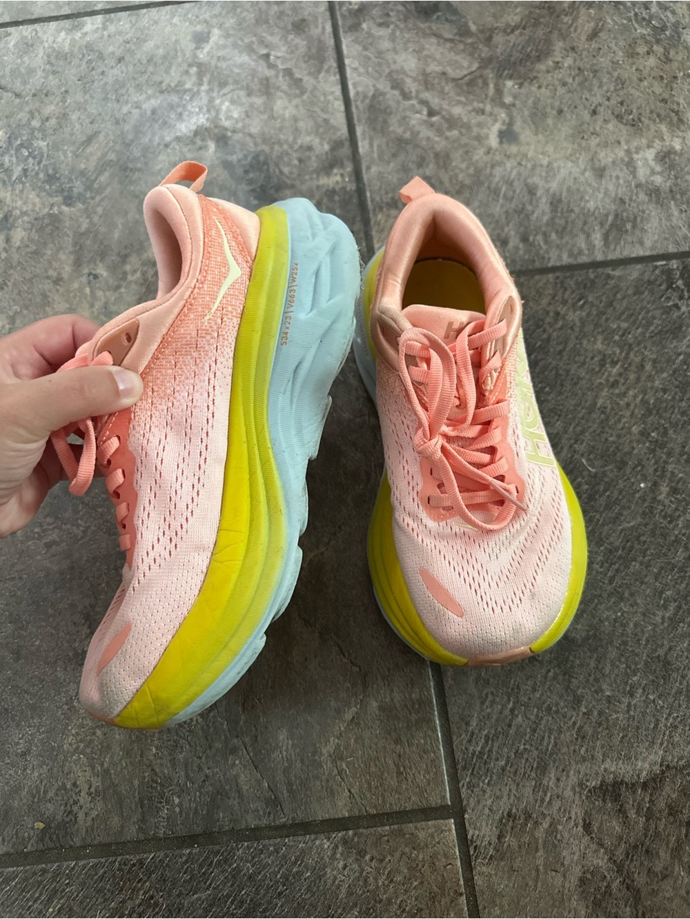 Orange Hoka Bondi 8 Shoes womens size 5 - Picture 3 of 7